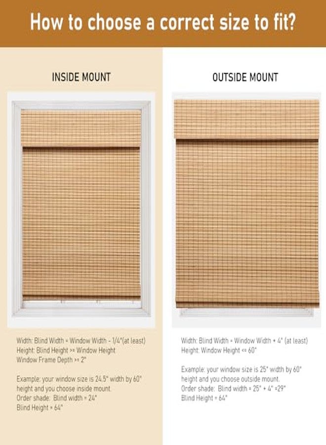 SEEYE Cordless Bamboo Roman Shades, Blackout Natural Bamboo Blinds for Indoor Windows, Roll Up Blind Privacy Shade for Home, Office, Door, UV Resistant & Easy to Install,31" W x 64" H, Carbonized - Image 2